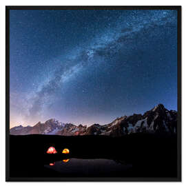 Gerahmter Kunstdruck Sternenlicht über Mont Blanc, Mont De La Saxe und Grand Jorasses