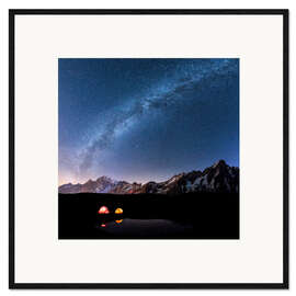 Ingelijste kunstdruk Starlight over Mont Blanc, Mont De La Saxe and Grand Jorasses