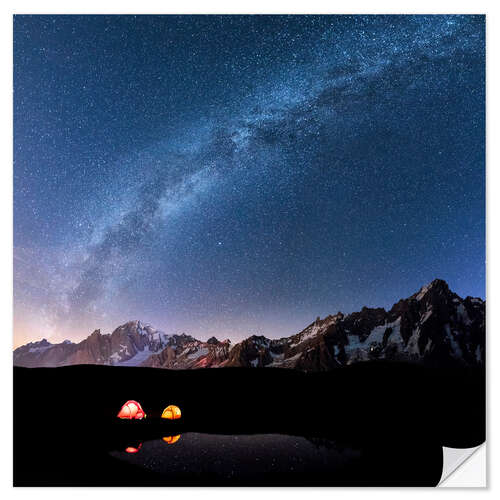 Vinilo para la pared Starlight over Mont Blanc, Mont De La Saxe y Grand Jorasses