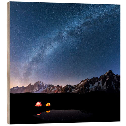 Wood print Starlight over Mont Blanc, Mont De La Saxe and Grand Jorasses