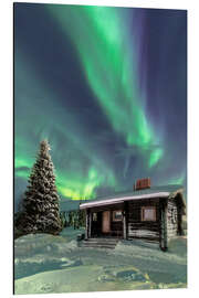 Magnettafel Northern Lights frame a wooden hut