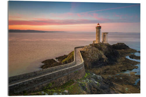 Tableau en plexi-alu Phare du Petit Minou au crépuscule, Bretagne