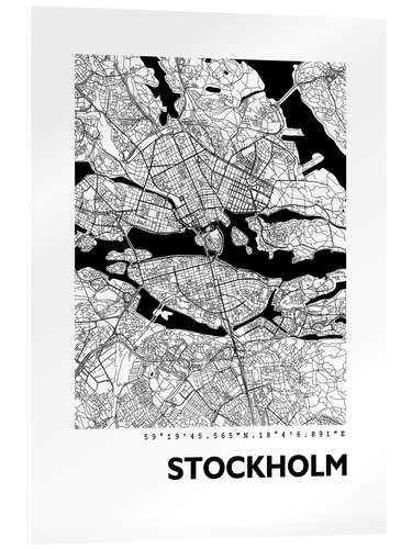 Acrylic print City map of Stockholm VI