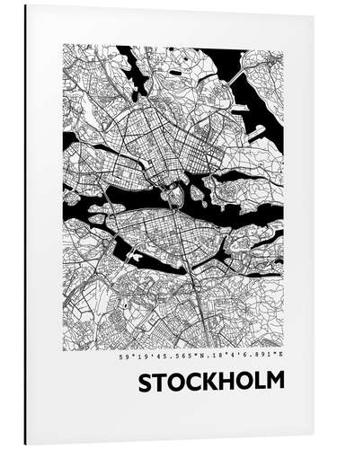 Aluminium print City map of Stockholm VI