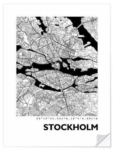 Sticker mural Plan de la ville de Stockholm VI