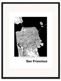 Gerahmter Kunstdruck Stadtplan von San Francisco