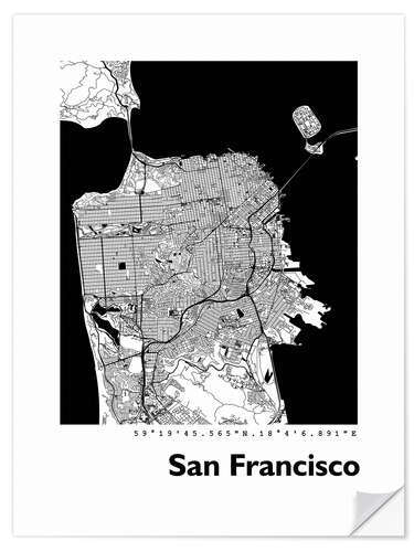 Vinilo para la pared Mapa de la ciudad de San Francisco