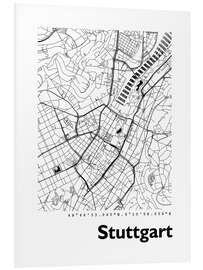 Foam board print City map of Stuttgart