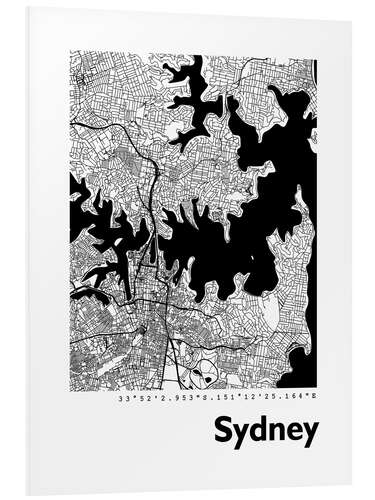 Foam board print City map of Sydney