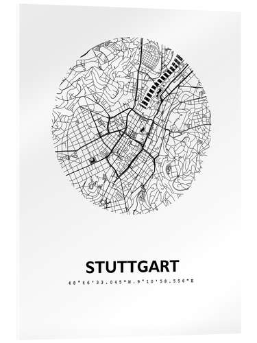 Cuadro de metacrilato Plano de la ciudad de Stuttgart