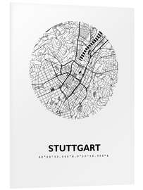 Foam board print City map of Stuttgart