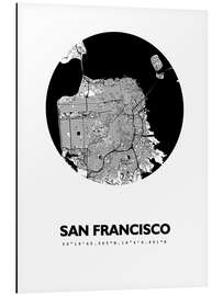 Aluminium print City map of San Francisco, cirlce