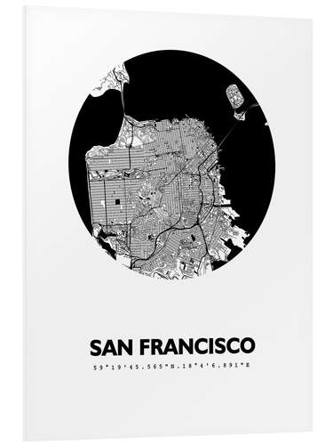 Stampa su PVC Mappa di San Francisco, cerchio