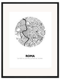 Gerahmter Kunstdruck Stadtplan von Rom, Kreis