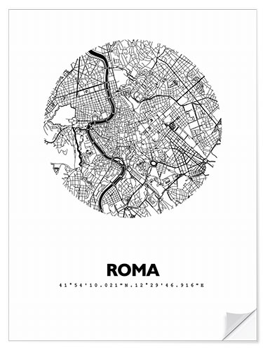 Självhäftande poster City map of Rome, circle