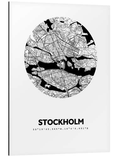 Aluminium print City map of Stockholm V