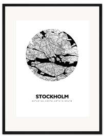 Gerahmter Kunstdruck Stadtplan von Stockholm V