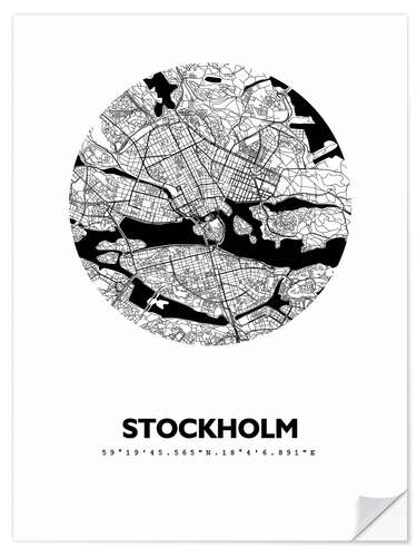 Wall sticker City map of Stockholm V