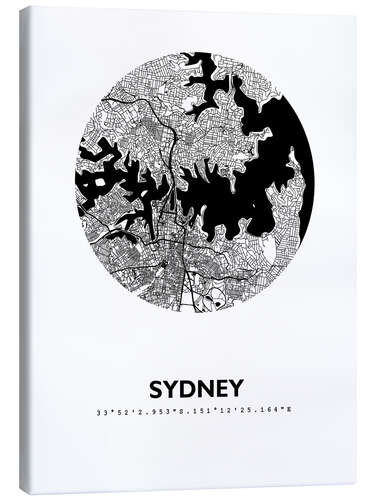 Canvas print City map of Sydney, circle