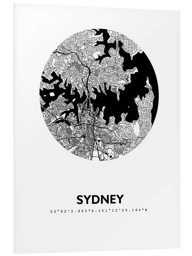 Stampa su PVC Mappa di Sydney, cerchio