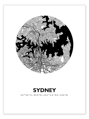 Poster City map of Sydney, circle