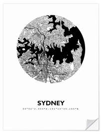 Selvklebende plakat City map of Sydney, circle