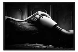 Gerahmter Kunstdruck Frau mit schwarzem Korsett