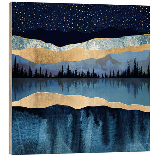 Wood print Midnight Lake 