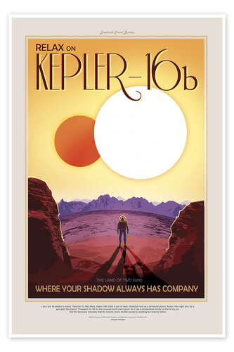 Plakat Retro Space Travel - Kepler-16b