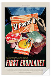 Selvklebende plakat Retro Space Travel – 51 Pegasi b