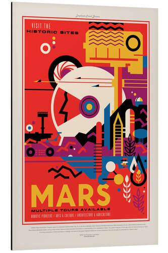 Quadro em alumínio Retro Space Travel - Mars