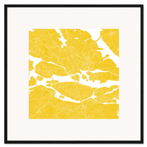 Plakat artystyczny premium w ramie City map of Stockholm III