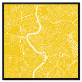 Gerahmter Kunstdruck Stadtplan von Rom, gelb