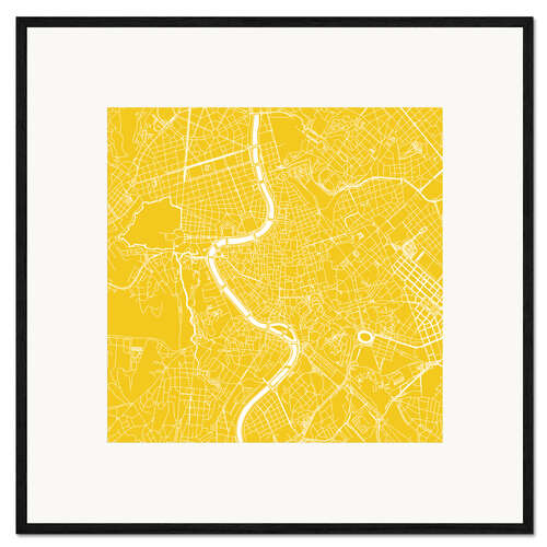 Innrammet kunsttrykk City map of Rome, yellow