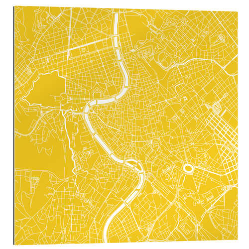 Quadro em plexi-alumínio City map of Rome, yellow