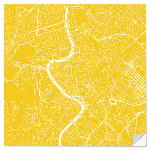 Vinilo para la pared Mapa de Roma, amarillo