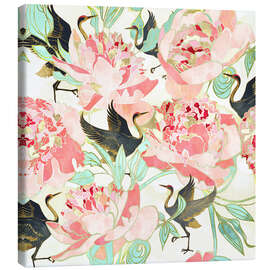 Canvas print Floral Cranes