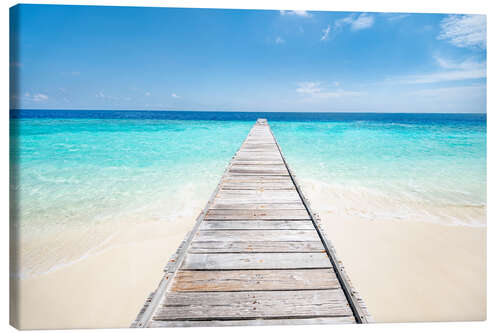 Lerretsbilde Jetty on a lonely island in the Maldives