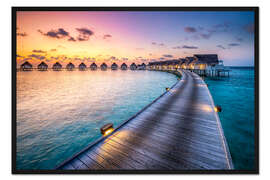 Gerahmter Kunstdruck Romantischer Sonnenuntergang auf den Malediven
