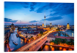 Akrylbilde The skyline of Berlin at night - Jan Christopher Becke