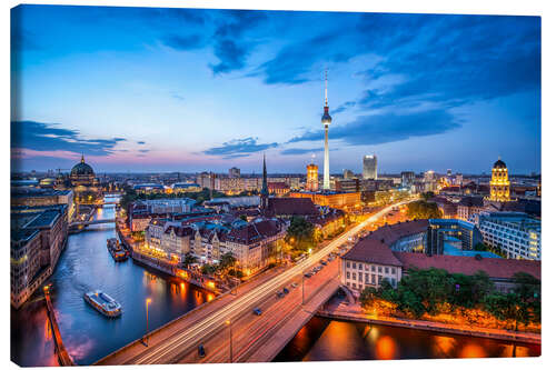 Leinwandbild Die Skyline von Berlin bei Nacht