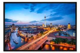 Gerahmter Kunstdruck Die Skyline von Berlin bei Nacht