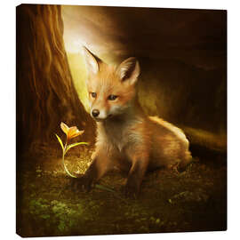Obraz na płótnie  Little fox and the flower - Elena Dudina