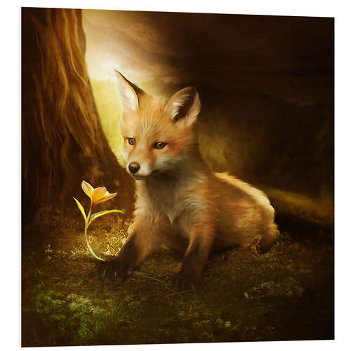 Foam board print Little fox and the flower