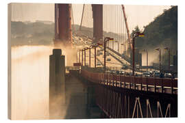 Wood print San Francisco - Golden Gate Bridge in the fog