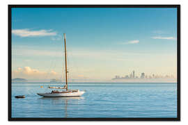 Gerahmter Kunstdruck Segelboot vor San Francisco, Kalifornien, USA