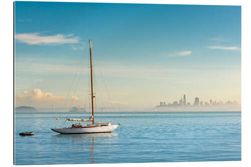 Quadro em plexi-alumínio Sailboat in front of San Francisco, California, USA