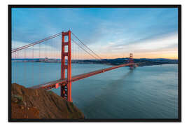 Gerahmter Kunstdruck San Francisco - Golden Gate Bridge bei Sonnenuntergang