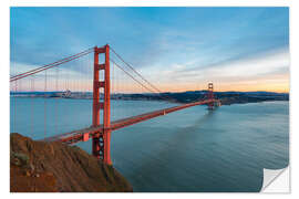 Självhäftande poster San Francisco - Golden Gate Bridge at Sunset