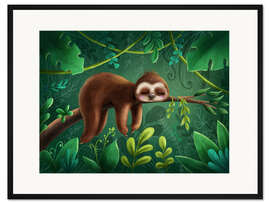 Gerahmter Kunstdruck Schlafendes Faultier